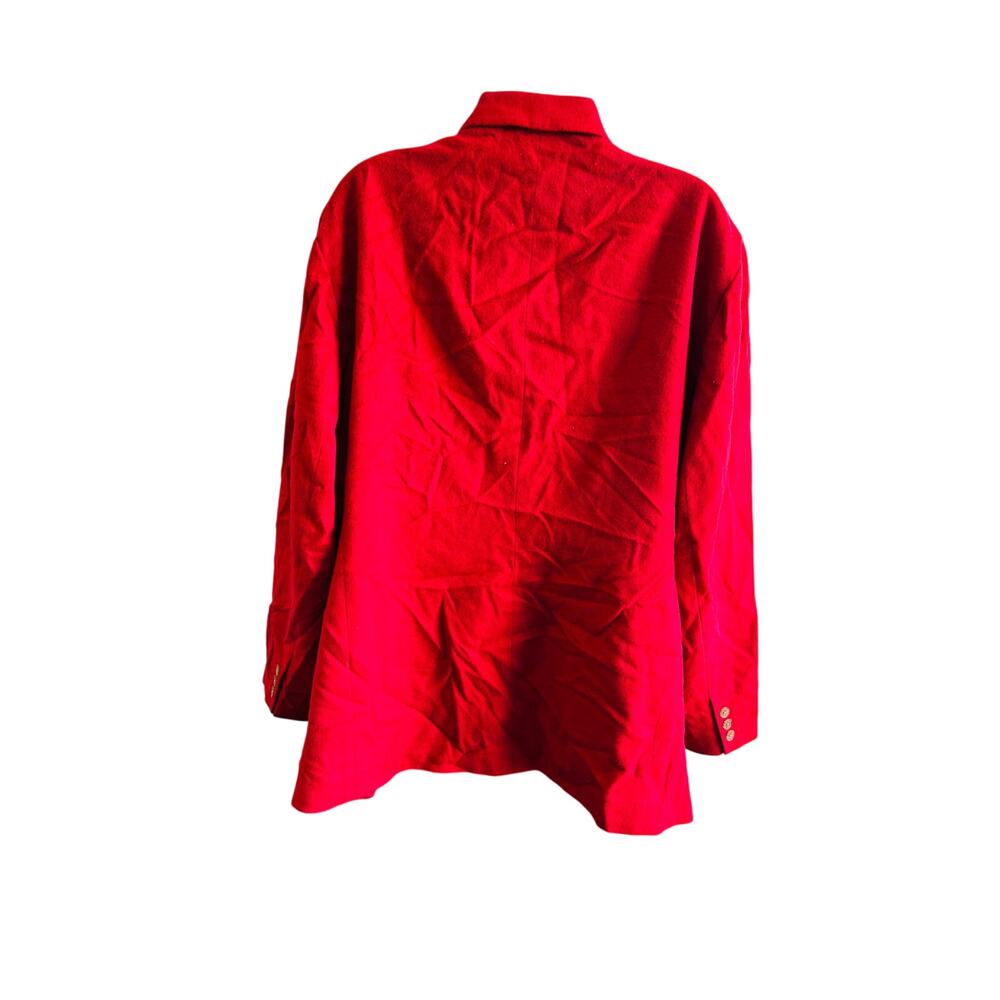 Vintage 90s Lands’ End Red Wool Cashmere Blazer 24W Made in Hong Kong Plus - Picture 3 of 4